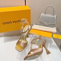 Louis Vuitton Women LV Sparkle Sandal Gold Calfskin Leather Outsole 9.5 CM Heel (9)