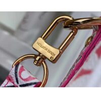 Louis Vuitton Women LV Speedy Bandoulière 25 Pink Monogram Coated Canvas Double Zip Padlock (1)