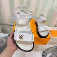 Louis Vuitton Women LV Sunset Comfort Flat Sandal Ivory White Lamb Leather (5)