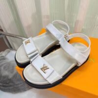 Louis Vuitton Women LV Sunset Comfort Flat Sandal Ivory White Lamb Leather (5)