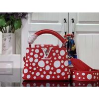 Louis Vuitton Women LV x YK Capucines Mini Red Taurillon Bull Calf Leather Infinity Dots Print (3)