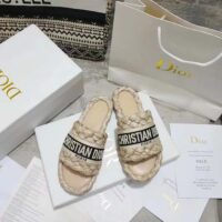 Dior Unisex CD Dway Slide Jute-Colored Embroidered Raffia Cotton (5)