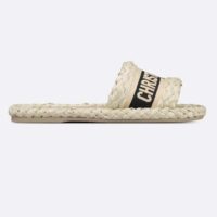 Dior Unisex CD Dway Slide Jute-Colored Embroidered Raffia Cotton (5)