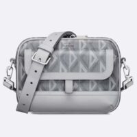 Dior Unisex Hit The Road Bag Messenger Pouch Gray CD Diamond Canvas Smooth Calfskin (3)