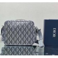 Dior Unisex Hit The Road Bag Messenger Pouch Gray CD Diamond Canvas Smooth Calfskin (3)