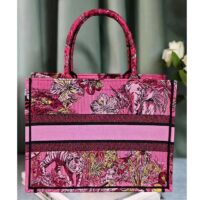 Dior Women CD Medium Book Tote Fuchsia Multicolor Toile de Jouy Voyage Embroidery (7)