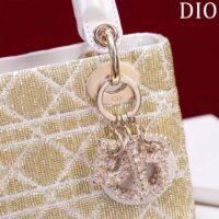 Dior Women CD Mini Lady Dior Bag Caramel Beige Cannage Cotton Embroidered Micropearls (2)