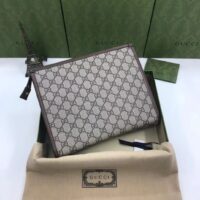 Gucci Unisex Beauty Case Interlocking G Beige Ebony GG Supreme Canvas (11)