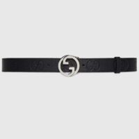 Gucci Unisex Blondie Belt Black Maxi GG Leather G Buckle 3 CM Width (1)