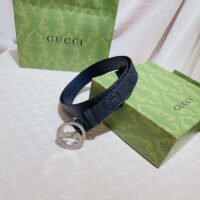 Gucci Unisex Blondie Belt Black Maxi GG Leather G Buckle 3 CM Width (1)