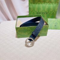 Gucci Unisex Blondie Belt Black Maxi GG Leather G Buckle 3 CM Width (1)