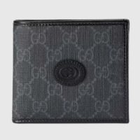 Gucci Unisex GG Coin Wallet Interlocking G Black GG Supreme Canvas Leather (10)