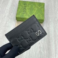 Gucci Unisex GG Gucci Signature Card Case Black Leather Metal Four Card Slots (1)