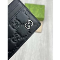 Gucci Unisex GG Gucci Signature Card Case Black Leather Metal Four Card Slots (1)