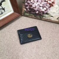 Gucci Unisex GG Marmont Card Case Black Matelassé Chevron Leather Double G (2)