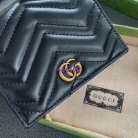 Gucci Unisex GG Marmont Card Case Wallet Black Matelassé Chevron Leather Double G (3)