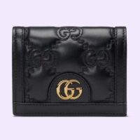 Gucci Unisex GG Marmont Card Case Wallet Black Matelassé Leather Double G (1)