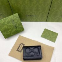 Gucci Unisex GG Marmont Card Case Wallet Black Matelassé Leather Double G (1)