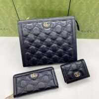 Gucci Unisex GG Marmont Card Case Wallet Black Matelassé Leather Double G (1)