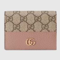 Gucci Unisex GG Marmont Card Case Wallet Double G Beige White GG Supreme Canvas (4)