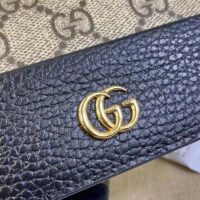 Gucci Unisex GG Marmont Card Case Wallet Double G Black Beige Ebony GG Supreme Canvas (2)