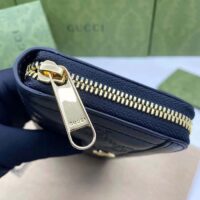 Gucci Unisex GG Marmont Zip Around Wallet Black Matelassé Leather Double G (4)