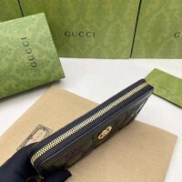 Gucci Unisex GG Marmont Zip Around Wallet Black Matelassé Leather Double G (4)