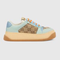 Gucci Unisex GG Screener Sneaker Camel Ebony GG Canvas Bi-Color Chunky Laces (2)