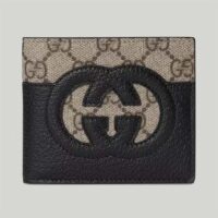 Gucci Unisex GG Wallet Cut-Out Interlocking G Beige Ebony GG Supreme Canvas (2)