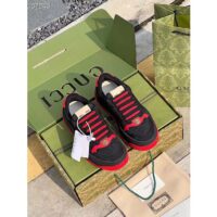 Gucci Unisex Screener GG Sneaker Black Original Canvas Suede Red Leather Low Heel (7)