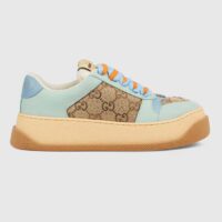 Gucci Unisex Screener Sneaker Camel Ebony GG Canvas Bi-Color Chunky Laces (11)