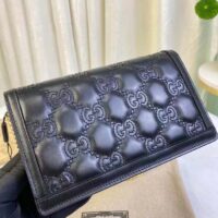 Gucci Women GG Matelassé Chain Wallet Black GG Matelassé Leather Double G (4)