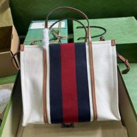 Gucci Women GG Small Interlocking G Tote Bag White Cotton Canvas (1)