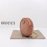 Gucci Women Ophidia GG Mini Round Shoulder Bag Pink Canvas Double G (5)