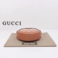 Gucci Women Ophidia GG Mini Round Shoulder Bag Pink Canvas Double G (5)