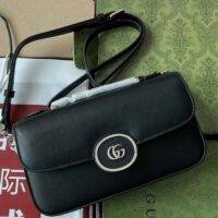 Gucci Women Petite GG Mini Shoulder Bag Black Leather Double G Push Lock Closure (7)