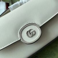 Gucci Women Petite GG Mini Shoulder Bag White Leather Double G Push Lock Closure (9)