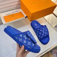 Louis Vuitton LV Unisex Miami Mule Blue Mini Monogram Textile Anatomic Insole (3)