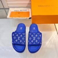 Louis Vuitton LV Unisex Miami Mule Blue Mini Monogram Textile Anatomic Insole (3)