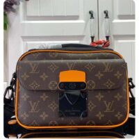 Louis Vuitton LV Unisex S Lock Messenger Brown Radiant Sun Monogram Macassar Coated Canvas (10)