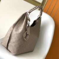 Louis Vuitton LV Women Carmel Hobo Bag Gris Souris Gray Mahina Perforated Calfskin Leather (8)