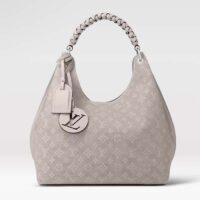 Louis Vuitton LV Women Carmel Hobo Bag Gris Souris Gray Mahina Perforated Calfskin Leather (8)