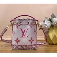 Louis Vuitton LV Women Nano Noé Bucket Bag Pink Monogram Coated Canvas (7)