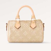 Louis Vuitton LV Women Nano Speedy Beige Monoglam Coated Canvas Zip Closure (11)