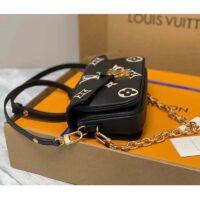 Louis Vuitton LV Women Pochette Métis East West Bag Black Beige Grained Cowhide Leather (6)