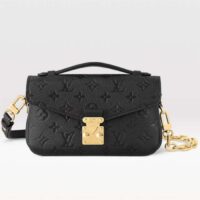 Louis Vuitton LV Women Pochette Métis East West Bag Black Grained Cowhide Leather (10)