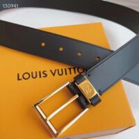 Louis Vuitton Unisex LV City Pin 35MM Belt Black Calf Leather Gold-Color Hardware (1)