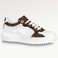 Louis Vuitton Unisex LV Time Out Sneaker White Calf Leather Patent Monogram Canvas (1)