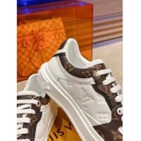 Louis Vuitton Unisex LV Time Out Sneaker White Calf Leather Patent Monogram Canvas (1)