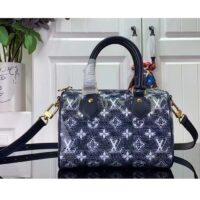 Louis Vuitton Women LV Speedy Bandouliere 20 Handbag Blue Monoglam Coated Canvas (2)